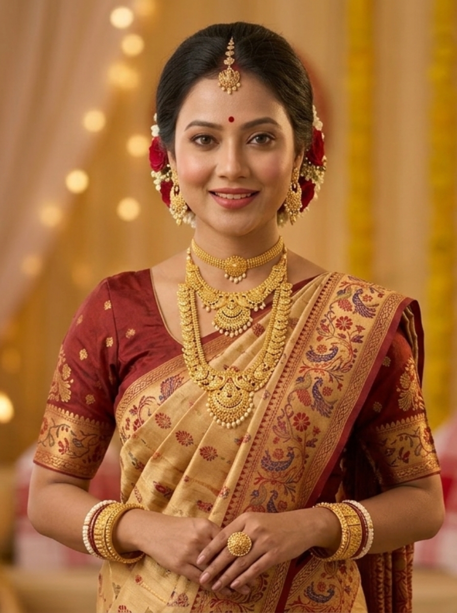 সোণৰ গহনা পিন্ধা model