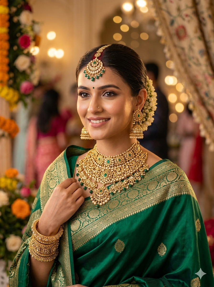 model wearing gold jewellery